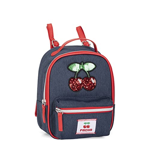 PACHA - Mini-Rucksack für Mädchen mit gepolsterten und verstellbaren Schultergurten, Fach und Fronttasche mit Reißverschluss - Kindergartenrucksack, 25 x 30 x 12 cm, blau, Taglia unica, Casual von Franco Cosimo Panini