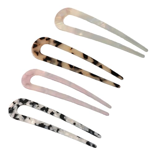 PACIOCEAN U-förmige Haarnadeln, Zelluloseacetat, Schildpatt-Gabel, Hochsteckfrisur-Chignon-Anstecker für Frisuren-Accessoires, für Frauen und Mädchen, 4 Stück von PACIOCEAN