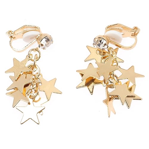 1Paar Clip Ohrringe Dangle Stern Ohrringe für Frauen Ohrmanschetten Schmuck für Partys Hochzeiten von PACKOVE