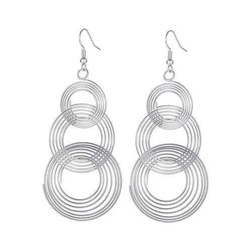 PACKOVE Silberne Retro-ohrringe Im Übertriebenen Stil Für Damen Mehrschichtige Ohrhänger Aus Hochwertigem Metall Für Hochzeit Party Alltag von PACKOVE