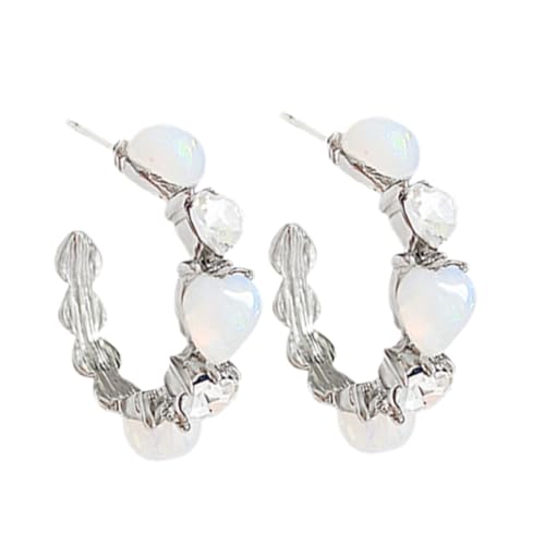 1Paar Förmige Ohrringe Mondstein für Damen Stilvolle Faux Pearl Ohrstecker Eleganter Schmuck für Partys für Freundinnen Vielseitig von PACKOVE