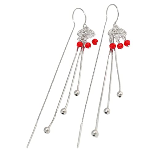 1Paar Sterling Silber Retro Quastenohrringe Lange Ohrhängende Chic Ohrschmuck für Damen Ohraccessoires im Modischen Design von PACKOVE