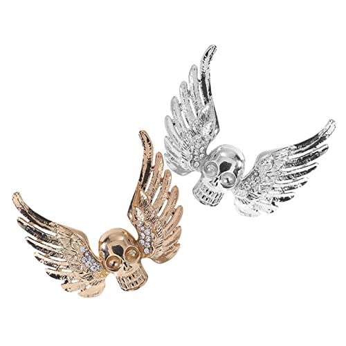 2Stücke Vintage Brosche mit Schädelflügeln für Frauen Anstecker für Kleidung Rucksack Schal Personalisierte Dekoration Modischer Modeschmuck von PACKOVE