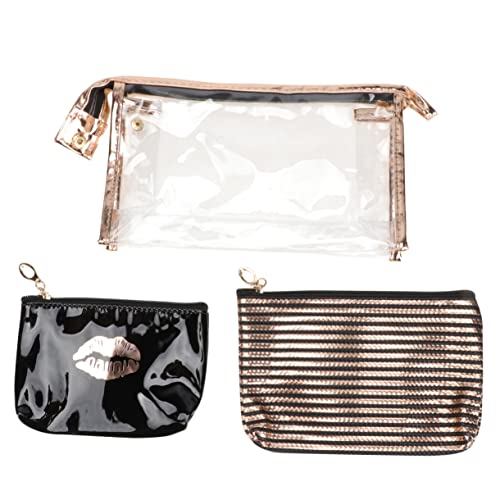3 Stück Lippenmuster -Make -up -Tasche Make-up-Etui Klare Make-up-Organizer-Tasche Klare kosmetische Taschen Schminktasche für Geldbörsen Kosmetiktaschen Polyester Schwarz von PACKOVE