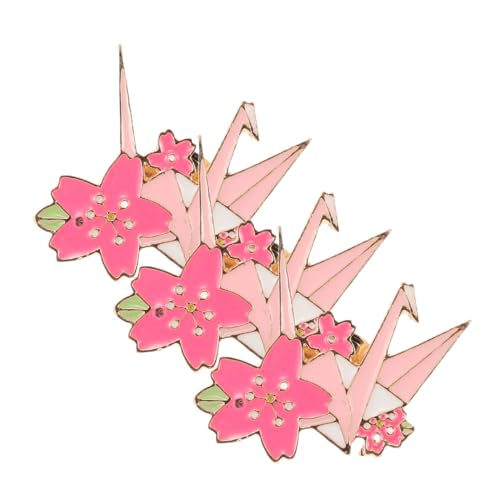 3 Stück Origami Brosche für Damen Robuste Metallbrosche mit Kirschblütenmuster Einzigartiger Dekorationspin für Kleidung für Jacken Schals Besondere Anlässe von PACKOVE