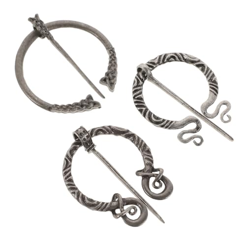 3 Stück Retro Viking Broschen Set Teiliges Cloak Pin Buckle Clasp für Schals Umhänge Langlebige Schmuckstücke mit Detaillierter Handwerkskunst Stilvolle Accessoires für von PACKOVE