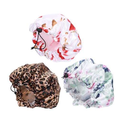 PACKOVE 3stücke Duschhauben Für Erwachsene Badehüte Satin Elastische Badekappen Schlafmütze Hut Frauen PACKOVE 3stücke Duschhauben Für Erwachsene Badehüte Satin Elastische Badekappen Schlafmütze Hut Frauen von PACKOVE