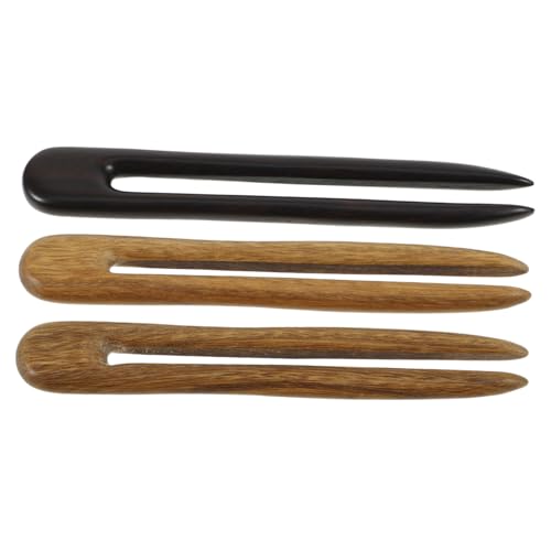 3Stücke U Förmige Holz Haarnadeln Dekorative Haarschmuck für Damen und Herren Retro Design Sandelholz für Hochzeiten und Besondere Anlässe von PACKOVE