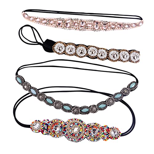 4 Stück Handgefertigte Haarbänder Haaraccessoires für Partys Sport Strassperlen Stoffmaterialien Langlebig und Stylisch von PACKOVE