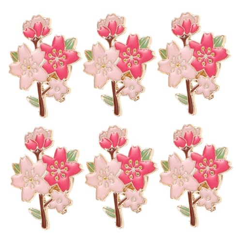 PACKOVE 6stücke Kirschblüten Brosche Für Damen Kawaii Metall Blume Label Pin Frühling Party Zubehör Schmuck Accessoire Für Kleidung Und Rucksack von PACKOVE
