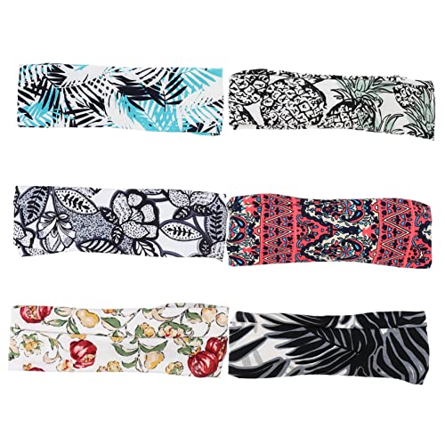 6 Stück Krempe Design Stirnbänder Bedruckte Strickhaarbänder für Damen Sport und Yoga Stirnbänder von PACKOVE