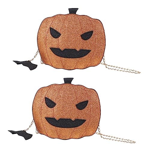 PACKOVE 2st Kürbisbrötchen Kürbisbeutel Kürbis-umhängetasche Halloween Umhängetasche Für Mädchen Schultertasche Süße Umhängetasche Tragbare Tasche Pu Handytasche Geldbörse Fräulein von PACKOVE