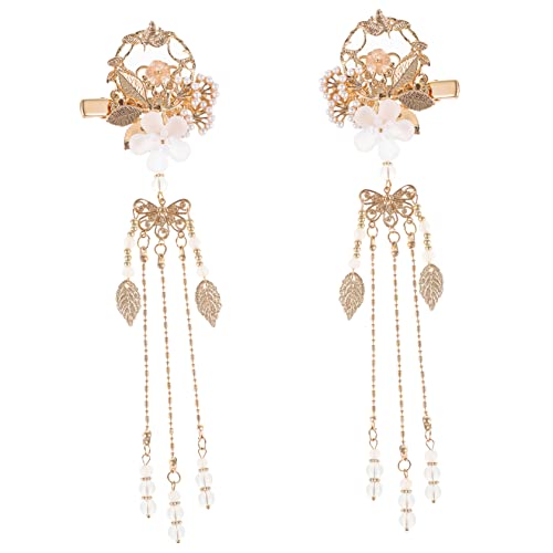 PACKOVE 1 Paar Antike Haarnadelperlen Retro Quasten Haarnadeln Haarspangen Haarspange Für Damen Quasten Kopfschmuck Frauen Haarnadeln Haarspange Mit Quaste Perlen Haarspange Retro von PACKOVE