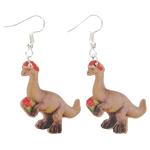 PACKOVE 1 Paar Dinosaurier-Ohrringe Ohrring für Frauen Tierohrringe Weihnachten Geschenke Weihnachtssto Damen Ohrringe Weihnachtsohrschmuck Hängend Charme Fräulein Silber von PACKOVE