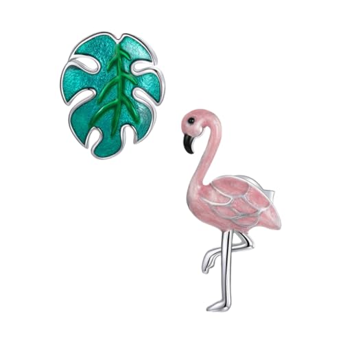 PACKOVE 1 Paar Flamingo Ohr stecker Brautohrringe dekorativer Ohrring Ohrstecker Ohrringe aus Sterlingsilber Mode-Ohrringe charmant schmücken S925 925er Sterling Silber von PACKOVE