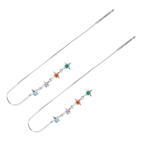 PACKOVE 1 Paar Ohr kabel mit farbiger Zirkonium-Quaste Modische Ohrringe für Damen fein S925 von PACKOVE