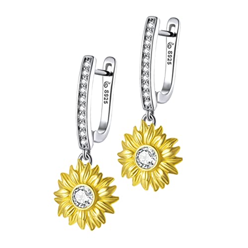 PACKOVE 1 Paar Sonnenblumen-Ohrringe Blumenohrringe Schmuckset Ohrstecker Modeaccessoire Sonnenblumen-Ohranhänger Mädchen einstellen Verstreute Perlen Zubehör Frau schmücken 925 Silber von PACKOVE