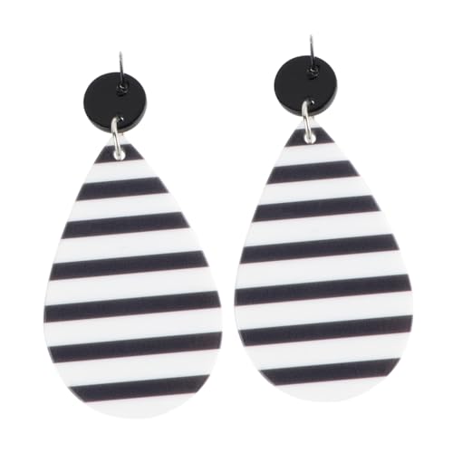 PACKOVE 1paar Geometrische Ohrringe Für Damen Schwarz-weiß Streifen Hochwertige Acryl Ohrhänger Elegante Ohraccessoires Für Jeden Anlass von PACKOVE
