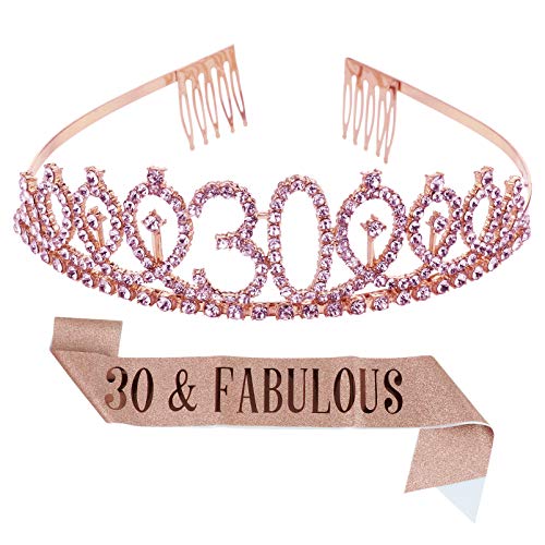 PACKOVE 1satz Geburtstag Krone Schärpe Mit Roségoldene Geburtstagsdekoration Komfortable Stoffkrone Und Schärpe Für Unvergessliche Feiern von PACKOVE