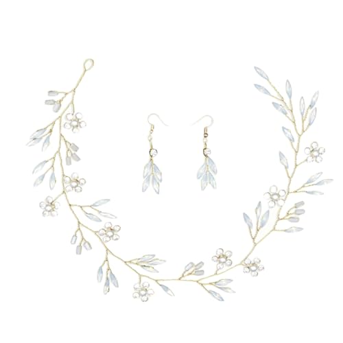 PACKOVE 1 Satz Braut Haarschmuck Set mit Stirnband und Ohrringen aus Kunstperlen und Kristallen Haaraccessoire für Hochzeiten und Besondere Anlässe von PACKOVE