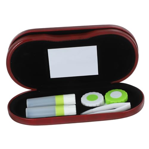 PACKOVE 1 Satz Brillenetui Fall Brillentrage-Organizer Gläser Brillenbehälter Tragbarer Kontakthalter Pinzette Kontaktlinsen- praktischer Kontakthalter Kontakte liefern Pu rot von PACKOVE