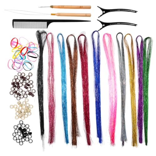 PACKOVE Haarlametta Glitzersträhnen Für Frauen Einfache Haarverlängerungen Für Alltag Mottopartys Und Cosplay Leicht Anwendbar Und Stylbar von PACKOVE