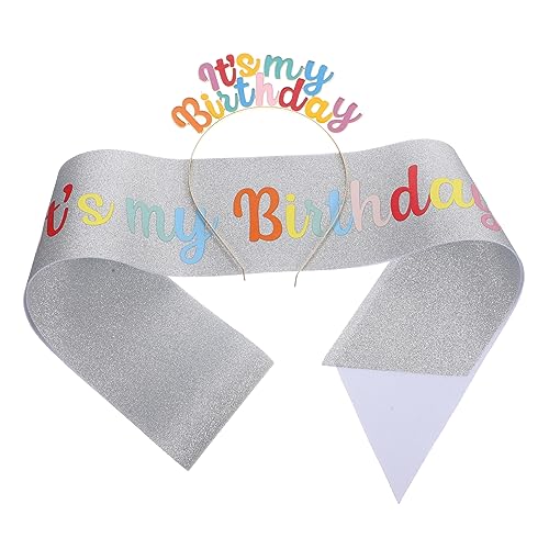 PACKOVE 1 Satz Geburtstagsstirnbandkopfschmuck Party Für Dekorationen Krone Tiara Alles Zum Geburtstag Schärpe Geburtstagsschärpe Frauen Geburtstagsfeier Schärpe Zinklegierung von PACKOVE