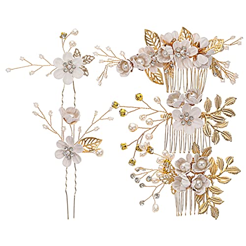 PACKOVE Haarkamm-clip Mit Strasssteinen Für Braut Kopfschmuck Für Hochzeit Haarspange Mit Blumen Und Blättermuster Für Frauen Und Mädchen von PACKOVE