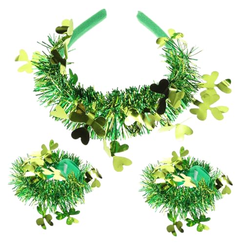 PACKOVE 1 Satz irische Festdekoration st. Patrick Haarteil grüne Kleeblatt-Armbänder st patricks day haarschmuck festival kopfschmuck Stirnband dekorative Armbänder grüne Armbänder bilden von PACKOVE