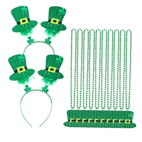 PACKOVE 1 Satz Irische Halskette Perlenbesatz Kinderkostüme Schmuck Für Kinder Gefiederte Zylinderhut-boppers Gründekor St. Patrick Schmuck Cosplay Lieferungen Plastik von PACKOVE