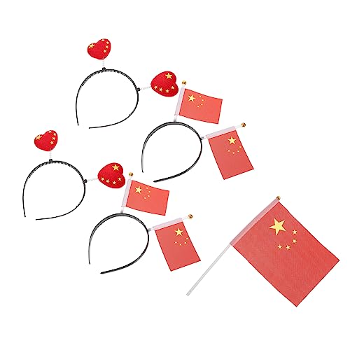 PACKOVE 1 Satz Kopfbedeckung Chinesischer Boppers-haarschmuck Zubehör Für Partydekoration Patriotisches Stirnband Partydekoration Mit Nationalem Motto Einstellen Stoff Flagge Kind von PACKOVE