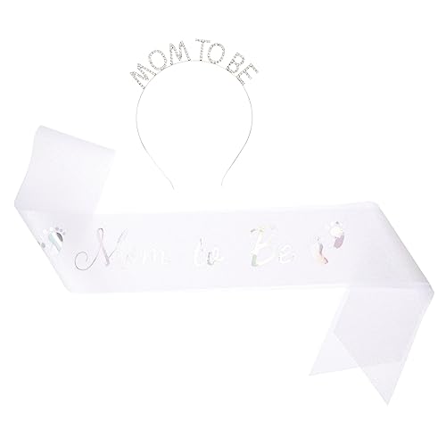 PACKOVE Schärpe Für Werdende Mütter Umstandsschärpe Mit Strass-tiara Babyparty-krone Tiara-krone Verstellbar Und Angenehm Zu Tragen von PACKOVE