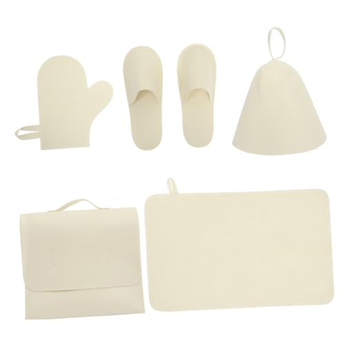 PACKOVE 1satz Fünfteiliges Filz Sauna Hut Mat Handschuhe Hausschuhe Und Aufbewahrungstasche Atmungsaktiv Wasserabsorbierend Und Komfortabel Für Damen Und Für Sauna Und Dampfbad von PACKOVE