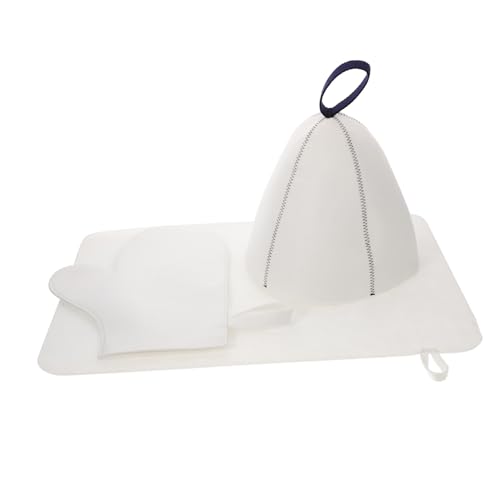 PACKOVE 1 Satz Sauna Duschkappe Kissenhandschuhset Set Saunahüte Saunazubehör Block Duschmütze Saunahut Aus Wollfilz Hutsauna Duschkappen Hut Für Frauen Wollsauna Hut Dusche Gefühlt von PACKOVE