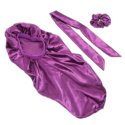 PACKOVE Seiden Haarpflegehaube Zum Schlafen Für Damen Lange Haar Schlafmütze Seidenschlafmütze Für Zuhause Haarpflegehaube Mit Breitem Gummiband von PACKOVE