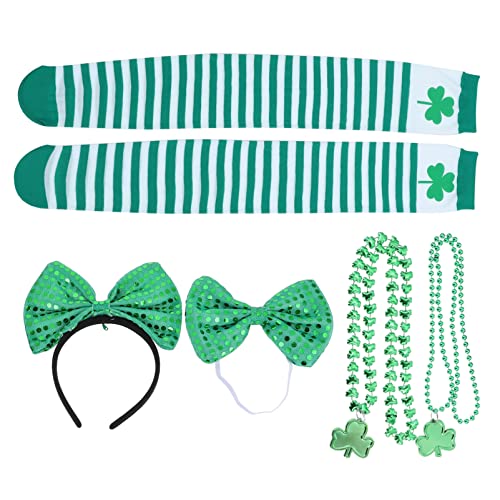 PACKOVE 1 Satz Klee Socken St Patrick Tagesdekoration Schöne Festivalkette -socken Für Damen St Patrick s Day Stirnband Damen Stirnbänder Damen-stirnband Plastik Mädchen Fräulein Schal von PACKOVE