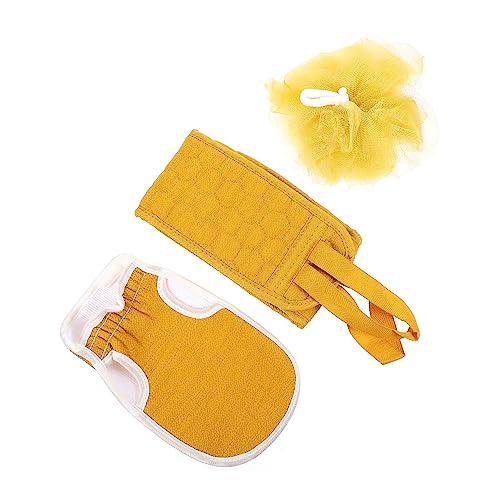 PACKOVE 1 Satz Teiliges Badetuch mit Handschuhen und Rückenkratzer Exfolierende Duschwerkzeuge aus Langlebigem und Stoff für Sanfte Massage und Hautpflege von PACKOVE