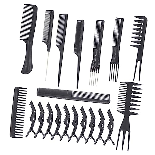 PACKOVE 1 Satz Teiliges Multifunktionaler Haarkamm für Herren Breitzahn Haarschneider mit Doppelzähnen Kunststoffkamm und Haarschneide Clips für Friseure und Heimgebrauch Schwarz von PACKOVE