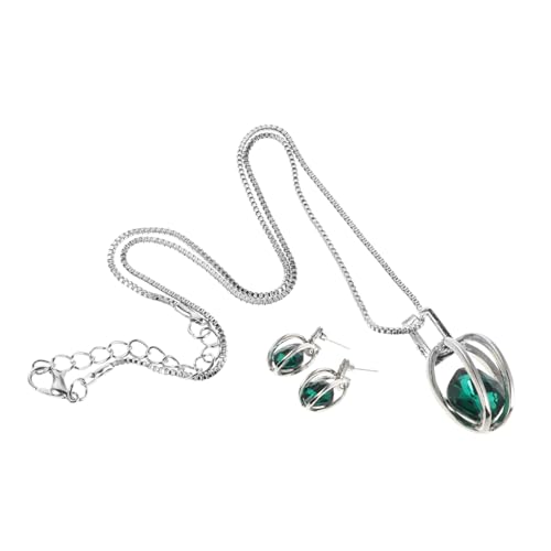 PACKOVE 1 Set Grüner Kristall Schmuck Set Damen Strass Tropfen Anhänger Halskette Und Ohrringe Für Abschlussball Hochzeiten Party Und Formelle Veranstaltungen von PACKOVE