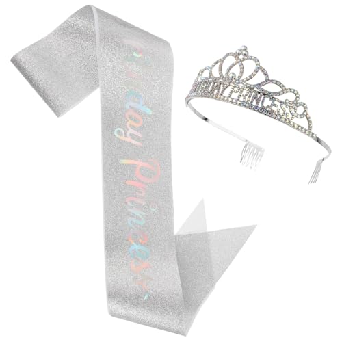 PACKOVE 1 Set Prinzessinnen Geburtstagskronen Set Geburtstagskrone Und Schärpe Geburtstagsschärpe Und Krone Geburtstagsschärpe Für Frauen Geburtstagsparty Zubehör Kit von PACKOVE