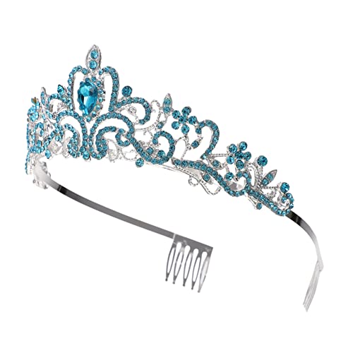 PACKOVE 1 Stück Alloy Diamond-Set-Krone Kronenmädchen Tiaras Königin Strass Braut Kopfbedeckung einfach Tiara des Hochzeitsmädchens Mädchen Strass Krone Strasssteine Blue von PACKOVE