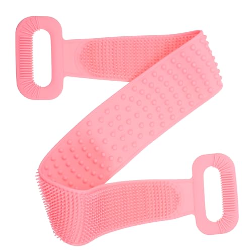 PACKOVE 1 Stück Badetuch-zurückziehstreifen Gebogen Extra Handtuch Zum Abreiben Des Rückens Lang Waschen Badezubehör Rücken Peeling Peeling-gürtel Kieselgel Rosa von PACKOVE