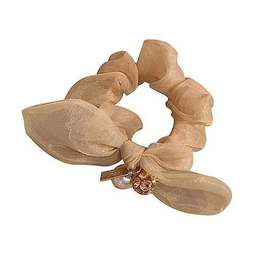 PACKOVE Haargummi Aus Organza Mit Perle Pferdeschwanzhalter Für Mädchen Und Frauen Kopfschmuck Für Hochzeit Party Und Alltag Elastisch Und Angenehm Zu Tragen von PACKOVE
