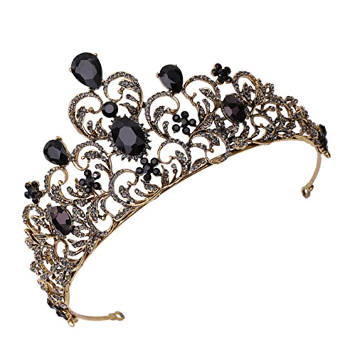 PACKOVE 1 Stück Bridal Tiara mit Funkelnden Strasssteinen Haaraccessoire für Krone mit Blattdesign für Hochzeiten und Besondere Anlässe Schwarz von PACKOVE