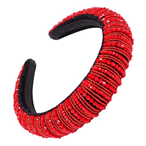 PACKOVE Rotes Damen Stirnband Mit Glitzer-details Glitzer-haarreif Für Hochzeit Und Party Hochzeits-stirnband Mit Perlen-design Stilvolles Haaraccessoire Für Frauen Und Mädchen von PACKOVE