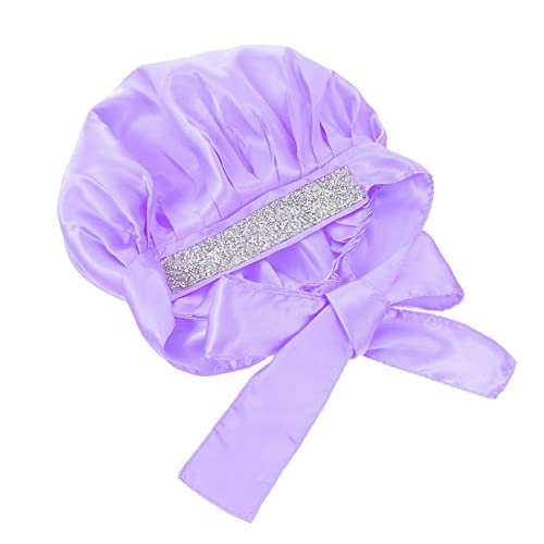 PACKOVE 1 Stück Pailletten -Doppel -Duschkappe Schlafen Schwarz Badekappe Duschhut Badehut Schlafmützen für Damen Mädchen Duschhaube Satinmaterial (Polyesterfaser) Violet von PACKOVE