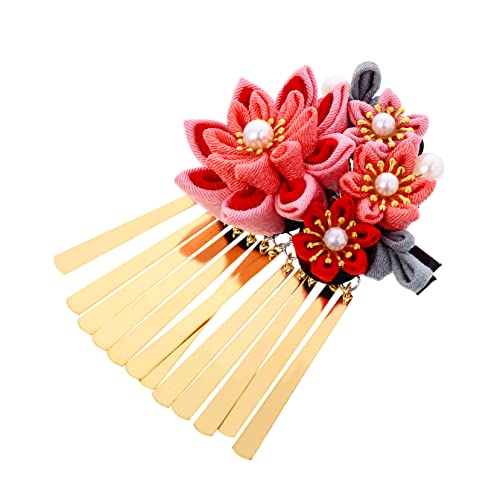 PACKOVE 1stk Blumen Haarnadel Im Japanischen Stil Haarspange Im Japanischen Stil Kimono-blumen-haarspange Perle Haarspange Haarnadel Für Traditionelle Kleidung Stoff Das Foto Hanfu von PACKOVE