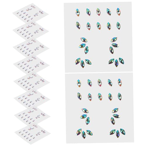 PACKOVE 10 Blatt Gesichtsdiamant Aufkleber Edelsteine Gesicht Leuchtende Körperdekoration Schimmernde Aufkleber Party Glanz Strasssteine Festival Augenaufkleber Nagelkunstzubehör von PACKOVE