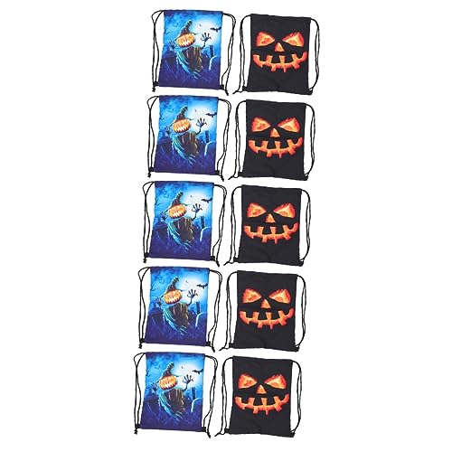 PACKOVE 10 STK Kürbiskopf-Rucksack Halloween-süßigkeitstüten Kinderrucksäcke Kürbis Rucksack Geschenktüten Für Kinder Halloween-Goodie-Bags Kekstüte Lieferungen Kordelzug Fitness Polyester von PACKOVE