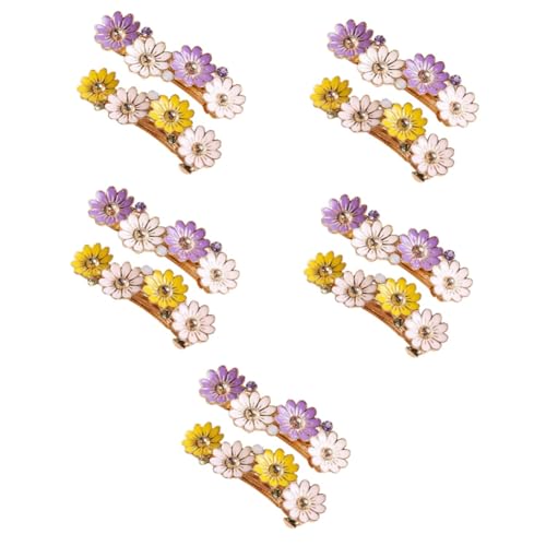 PACKOVE 10 Stk Haarschmuck Frauen-haarnadel Blumen-haarspangen Haarnadel Haarspange Für Dünnes Haar Haarnadel Aus Metall Feder Haarnadel Mädchen Strasssteine Gänseblümchen Zubehör von PACKOVE